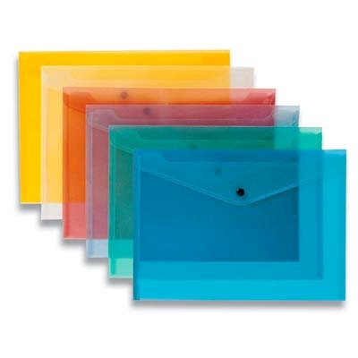 Immagine di Cartellina a busta c/bottone A4 trasparente colori assortiti