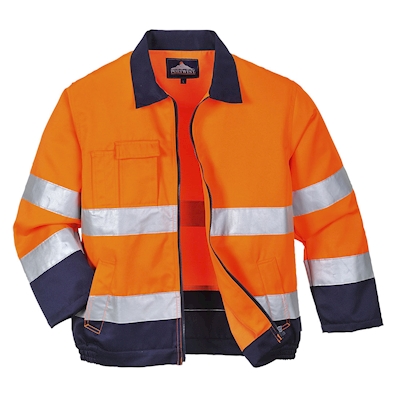 Immagine di Giacca madrid hi-vis PORTWEST TX70 colore arancione/blu navy taglia XL