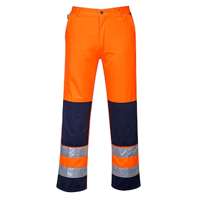 Immagine di Pantaloni seville hi-vis PORTWEST TX71 colore arancione/blu navy taglia S