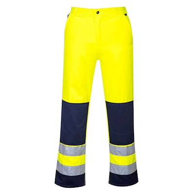 Immagine di Pantaloni seville hi-vis PORTWEST TX71 colore giallo/blu navy taglia L