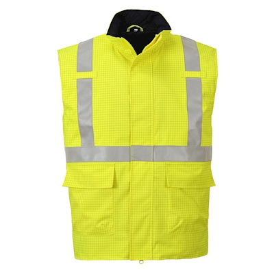 Immagine di Gilet imbottito antistatico fr bizflame rain hi-vis PORTWEST S776 colore giallo taglia XL