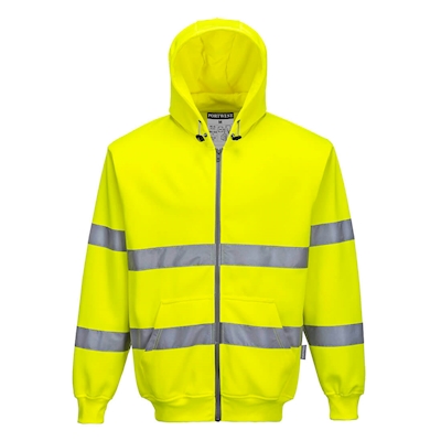 Immagine di Felpa con cappuccio e zip intera hi-vis PORTWEST B305 colore giallo taglia XS