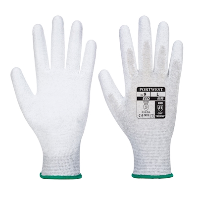 Immagine di Guanti Palmo PU Antistatici PORTWEST colore grigio taglia XXS