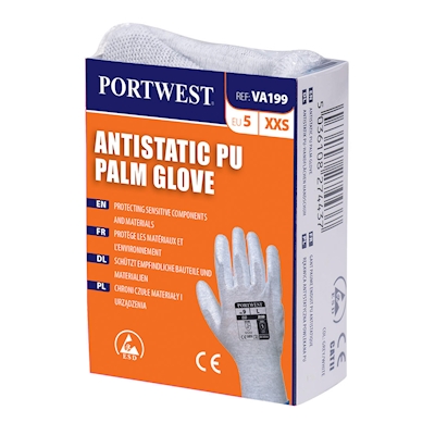 Immagine di Guanto antistatico con palmo in PU per distributori automatici PORTWEST colore grigio taglia XL