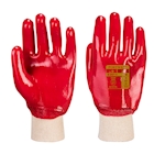 Immagine di Guanti PVC con polsino a maglia elasticizzato colore rosso taglia M