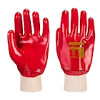 Immagine di Guanti PVC con polsino a maglia elasticizzato colore rosso taglia XL