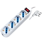 Immagine di Multipresa PRO 4 posti con cavo 1,5 metri spina piccola 10A > prese universali Schuko/bipasso bianco