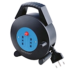 Immagine di Avvolgicavo elettrico spina grande 16A > 2 prese bipasso cavo 5 metri colore nero